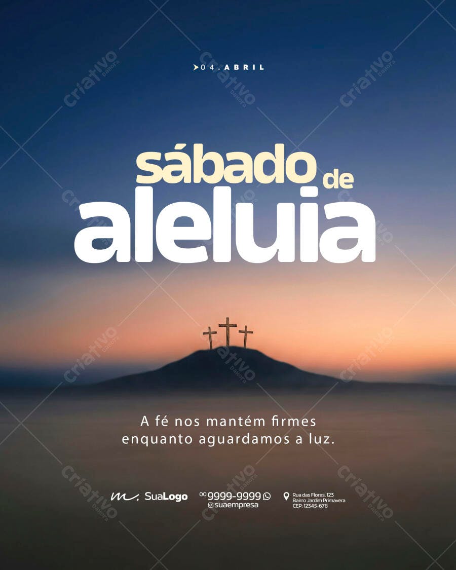 Flyer Sábado de Aleluia 04 de Abril Igreja PSD Editável