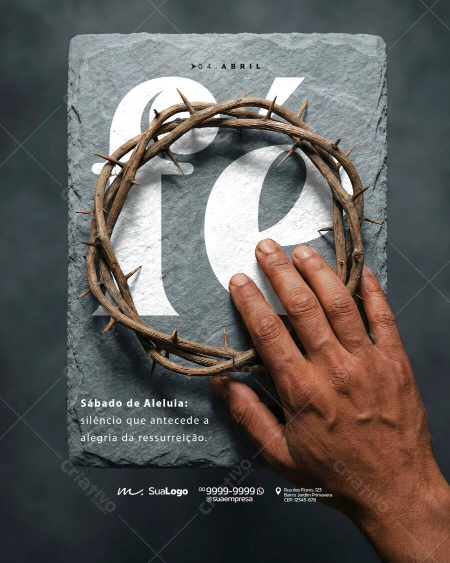 Post Páscoa Sábado de Aleluia Coroa de Espinhos PSD Editável
