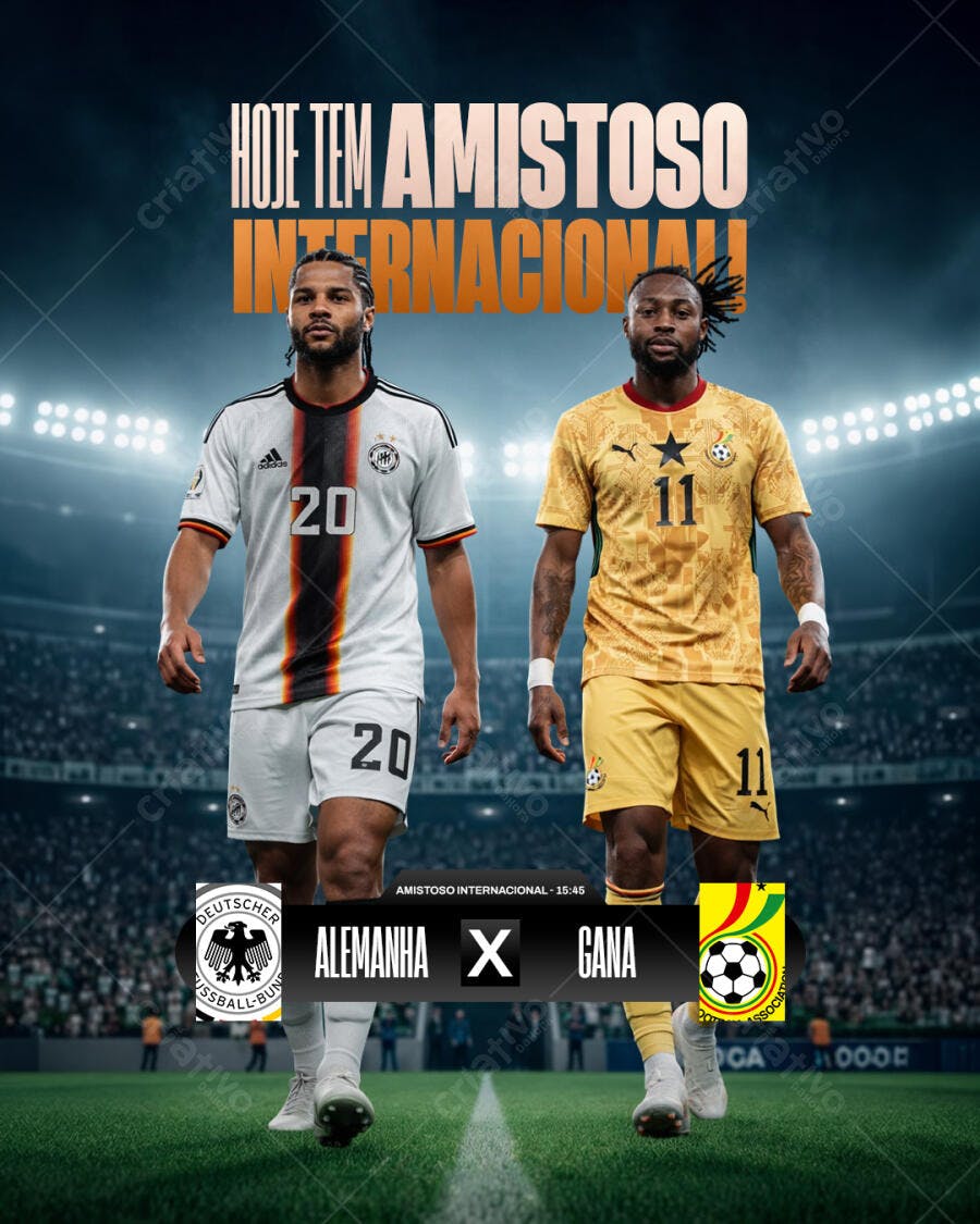 Post Instagram Amistoso Internacional Futebol PSD Editável