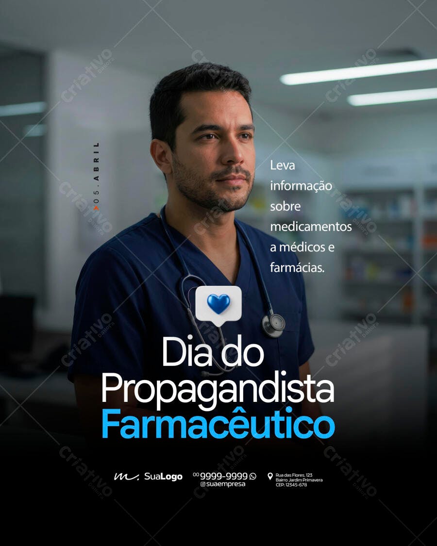 Post Instagram Dia do Propagandista Farmacêutico PSD Editável