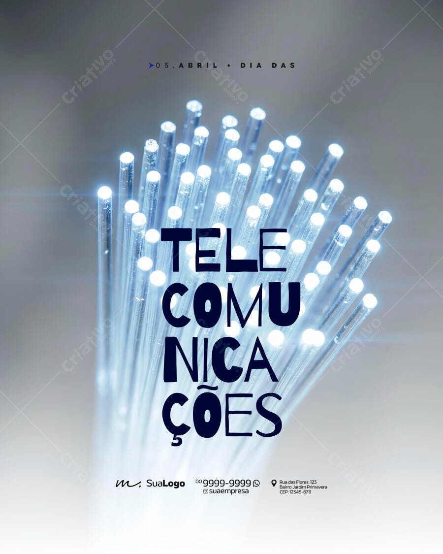 Post Redes Sociais Telecomunicações Fibra Ótica PSD Editável