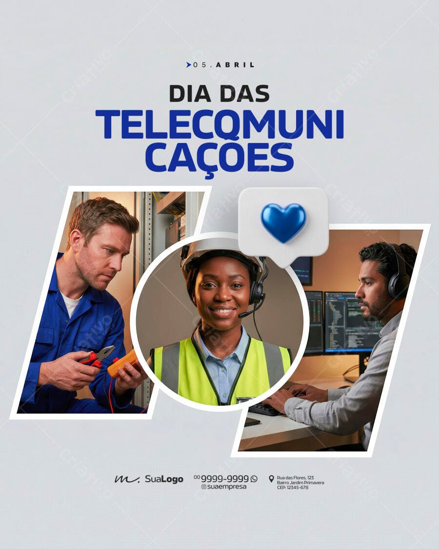 Post Instagram Dia das Telecomunicações 05 de Abril PSD Editável