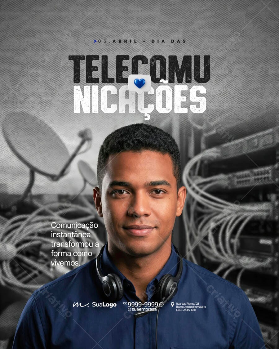 Post Dia das Telecomunicações Abril PSD Editável