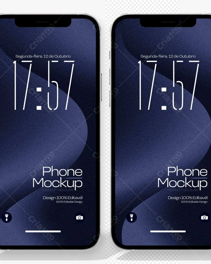 Mockup Celular iPhone Tela Cheia Fundo Transparente Editável