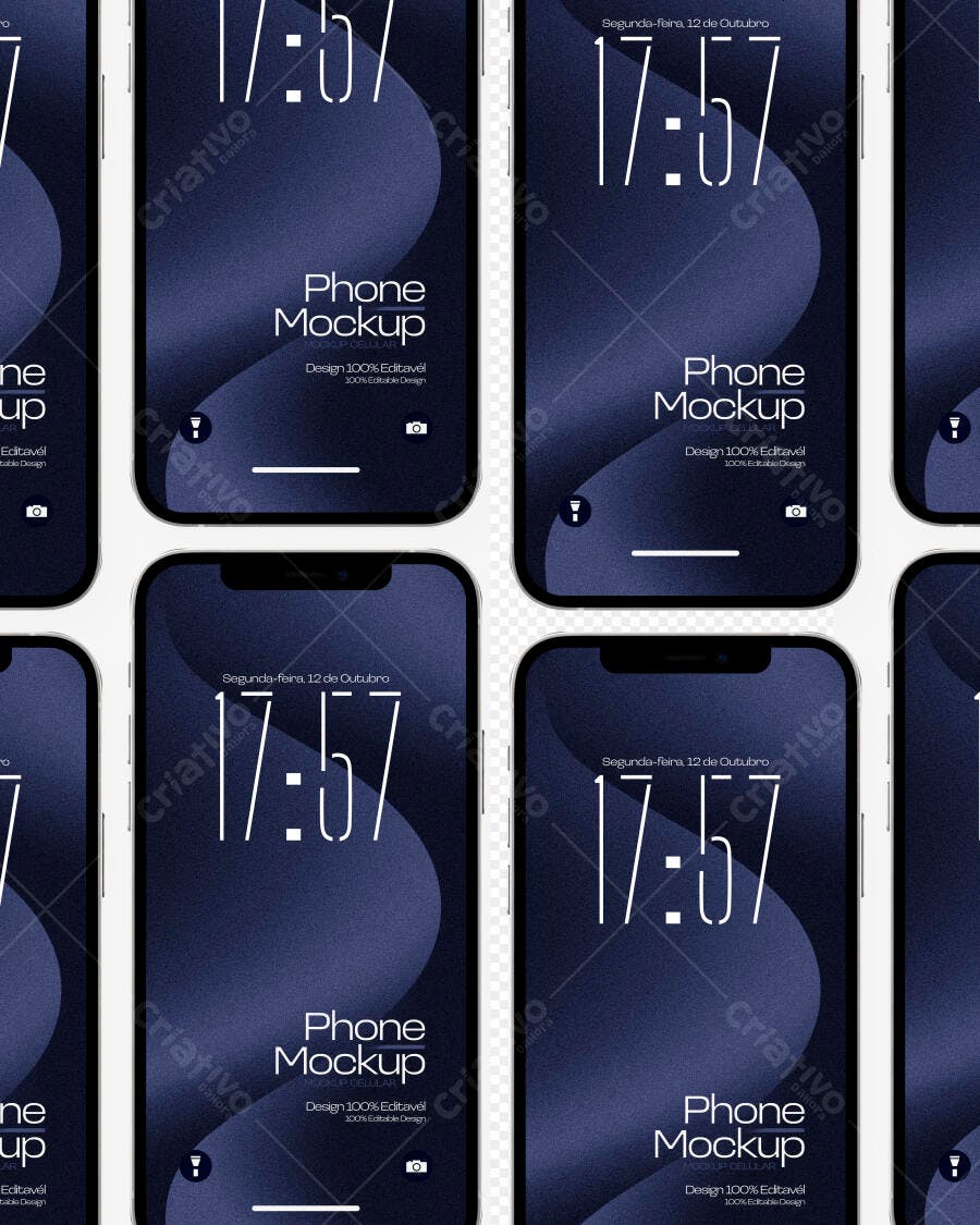Mockup Celular Smartphone Tela Cheia Fundo Transparente Editável