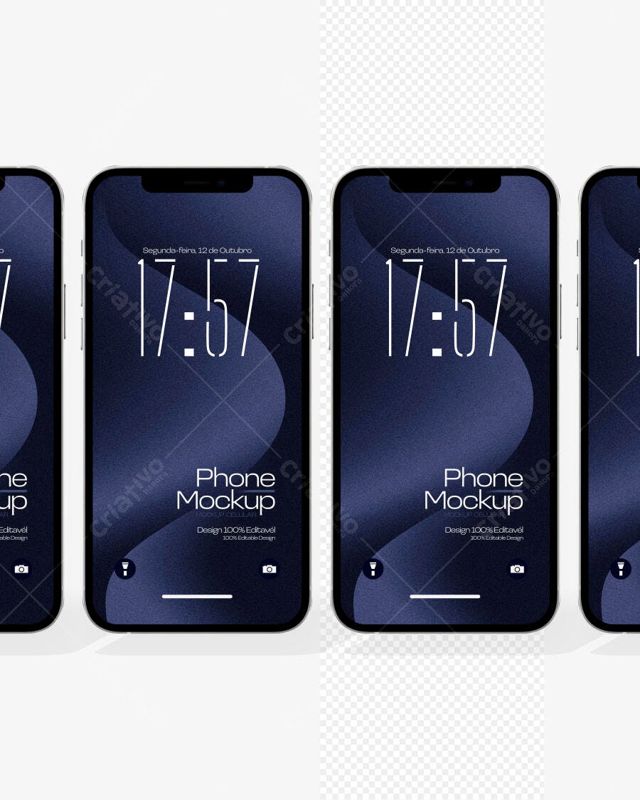 Mockup Celular Smartphone Tela Cheia Fundo Transparente Editável