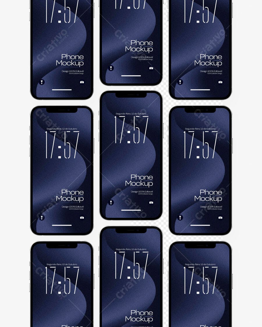 Mockup Celular Smartphone Tela Cheia Fundo Branco Editável