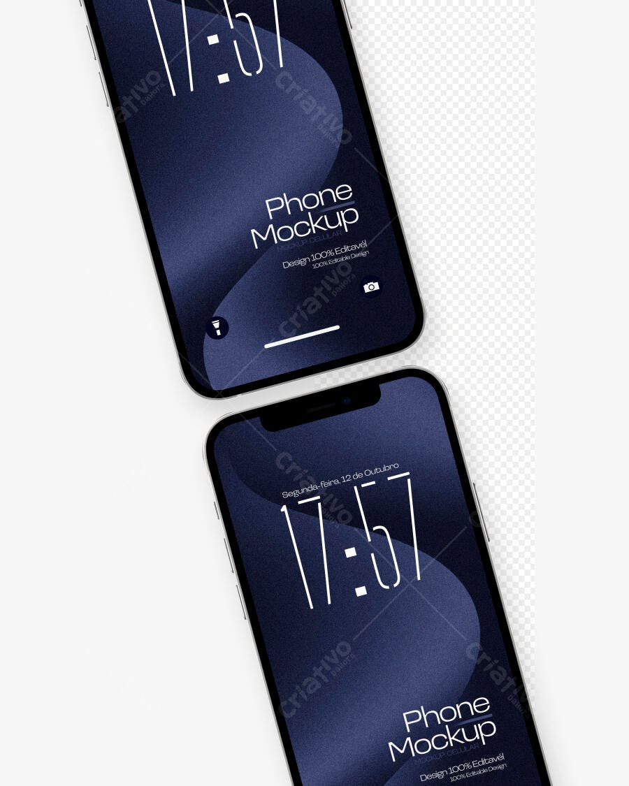 Mockup Celular Moderno Tela Cheia Fundo Branco Editável