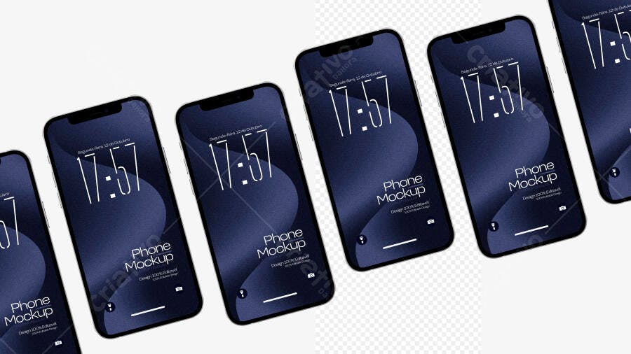 Mockup Celular Smartphone Tela Fundo Branco Realista Editável