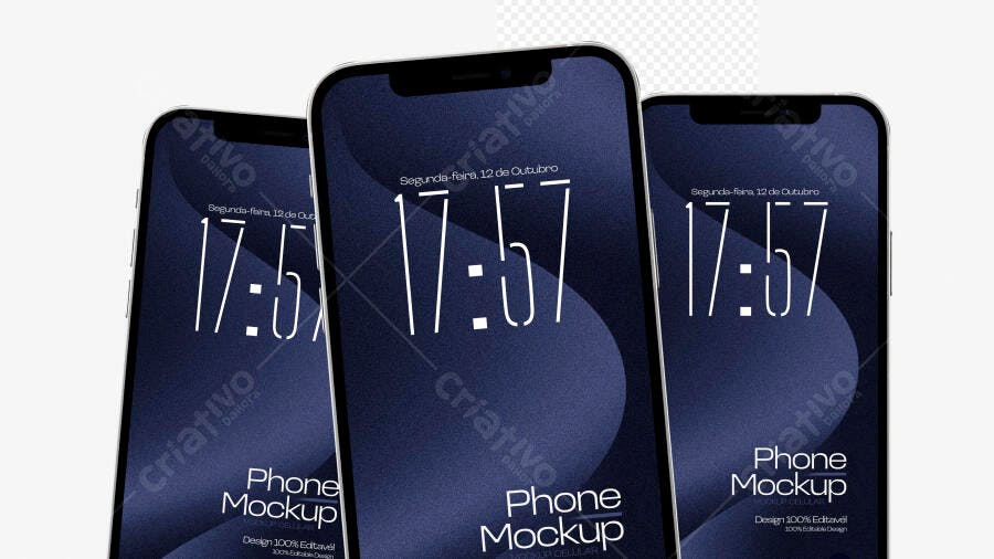 Mockup Celular Smartphone Moderno Fundo Branco Editável