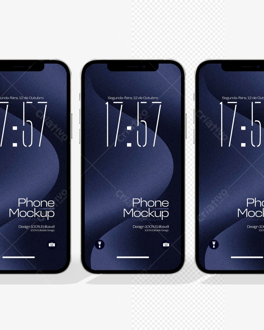 Mockup Celular Smartphone Preto Fundo Transparente Editável