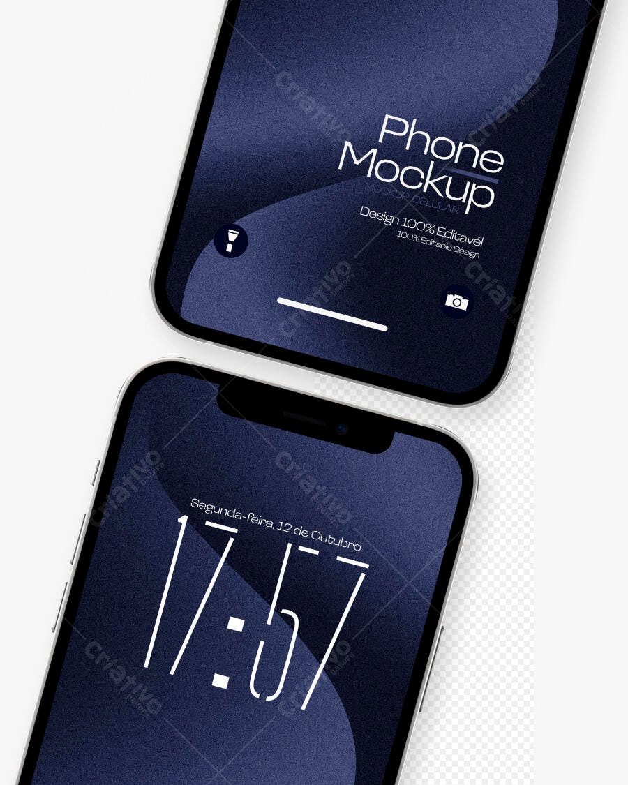 Mockup Celular Smartphone Moderno Fundo Branco Editável