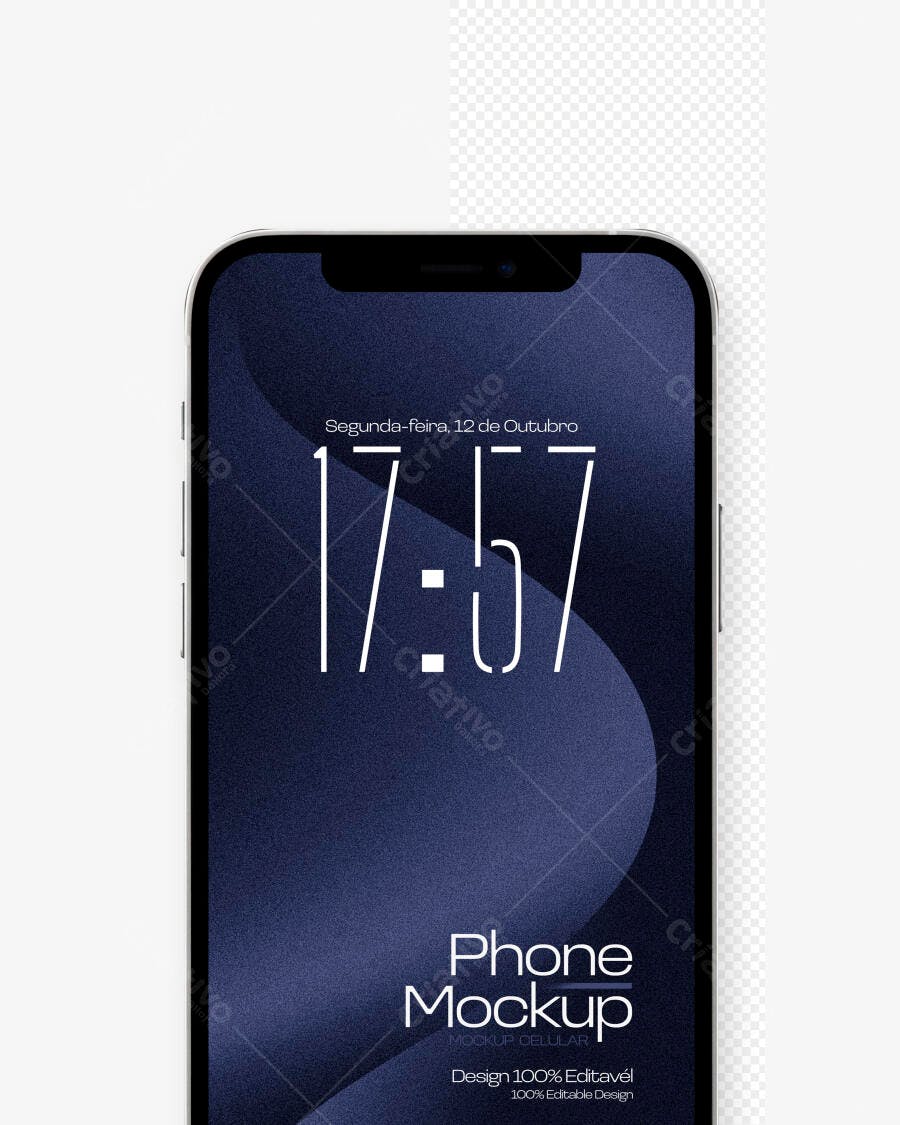 Mockup Celular Moderno Tela Cheia Fundo Branco Editável