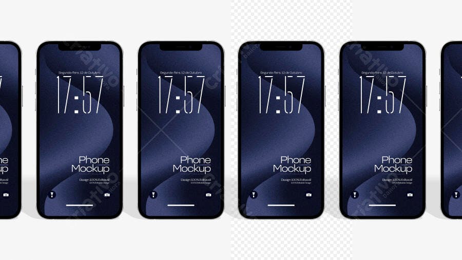 Mockup Celular Smartphone Tela Cheia Fundo Transparente Editável