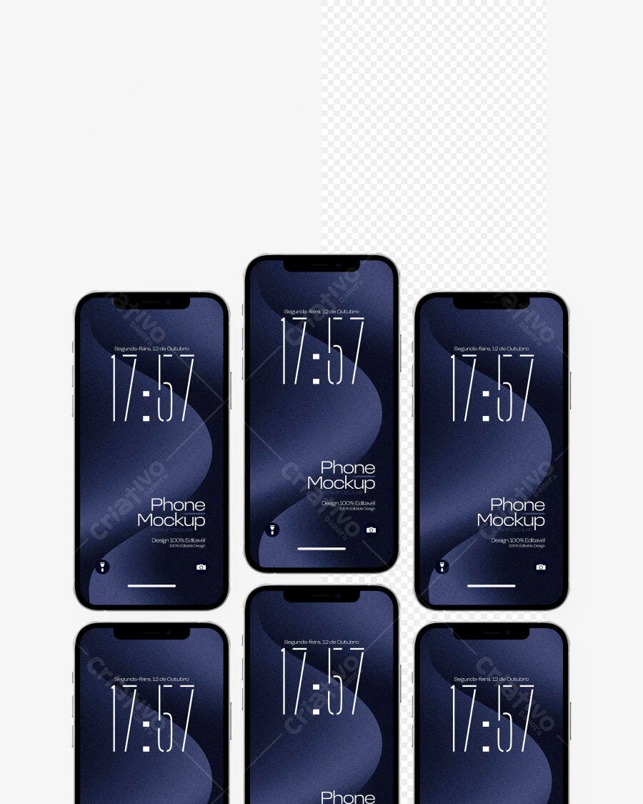 Mockup Celular Smartphone Tela Frontal Fundo Transparente Editável