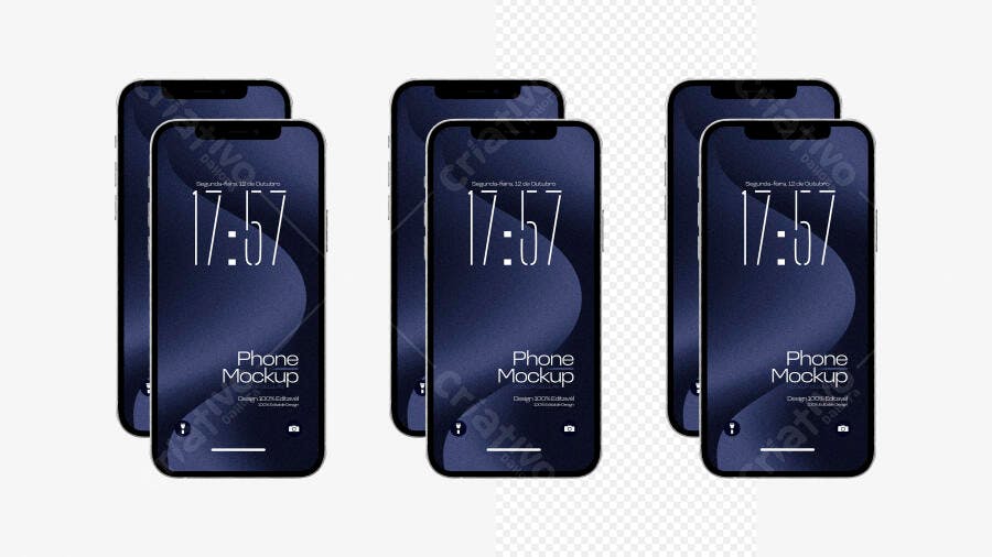 Mockup Celular iPhone Tela Frontal Fundo Branco Editável