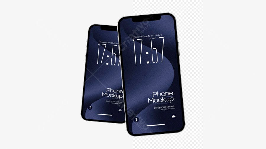 Mockup Celular Smartphone Flutuante Fundo Branco Editável