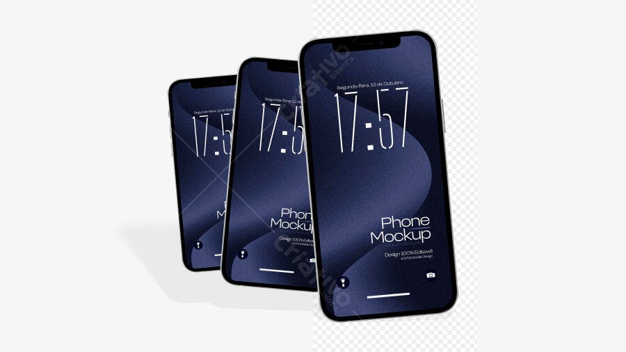 Mockup Celular Smartphone Tela Frontal Fundo Transparente Editável