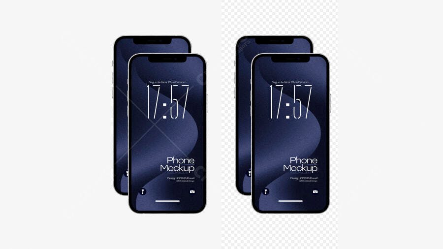 Mockup Celular Smartphone Preto Fundo Transparente Editável