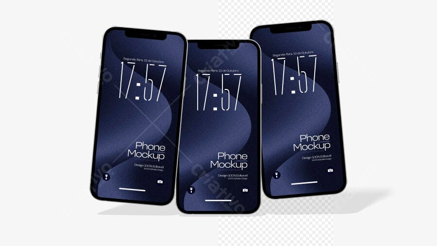 Mockup Celular Smartphone Tela Frontal Fundo Branco Editável