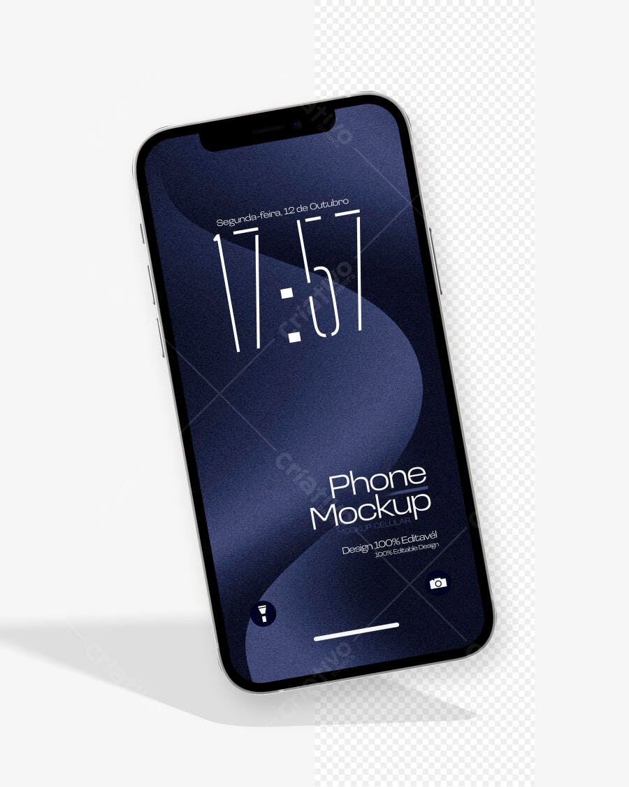 Mockup Celular Smartphone Tela Cheia Fundo Transparente Editável