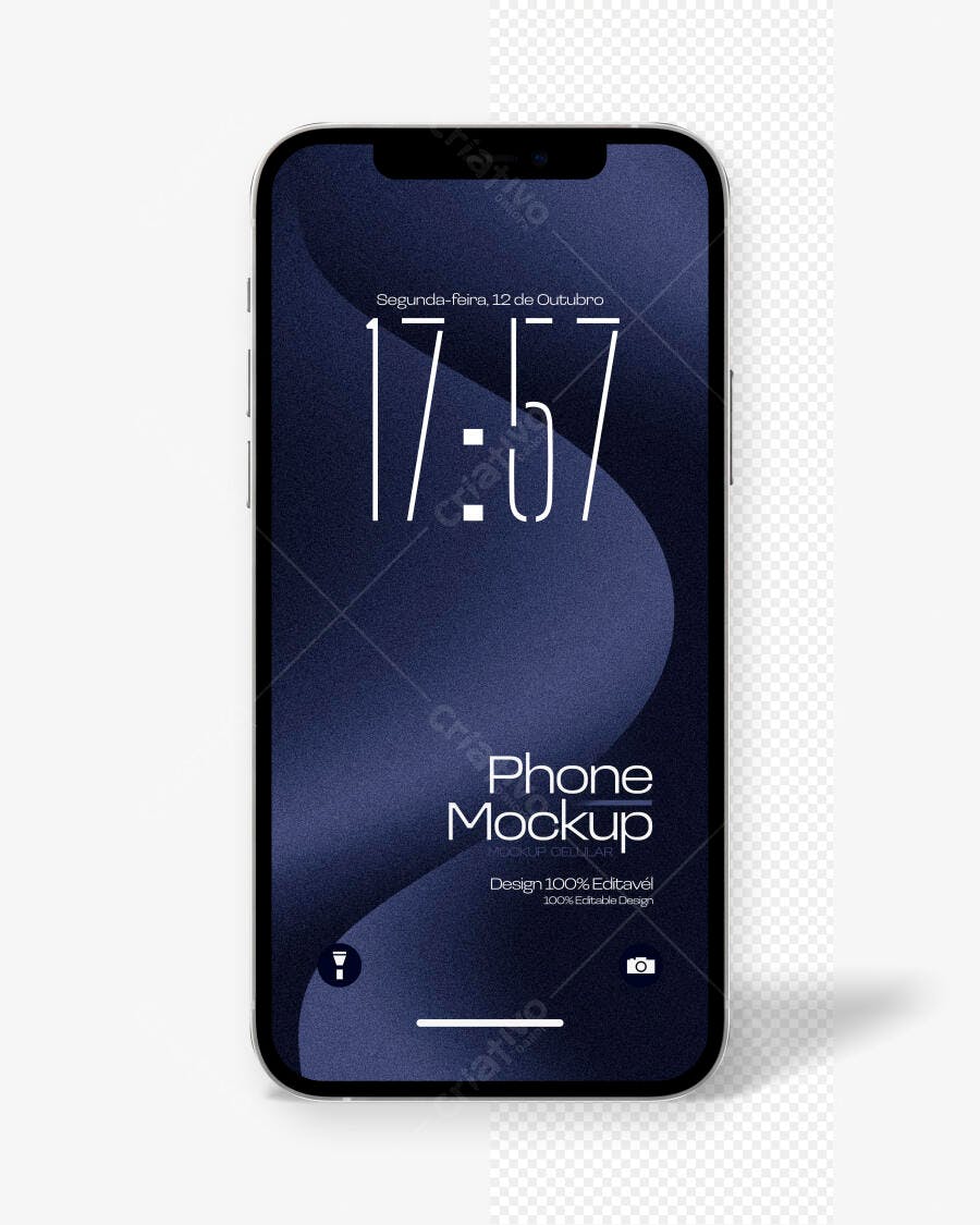 Mockup Celular Smartphone Tela Frontal Fundo Branco Editável