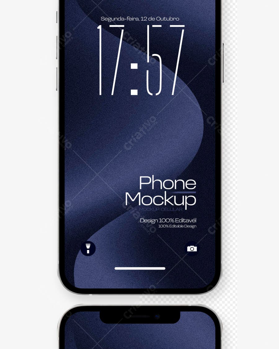Mockup Celular Smartphone Tela Cheia Fundo Transparente Editável