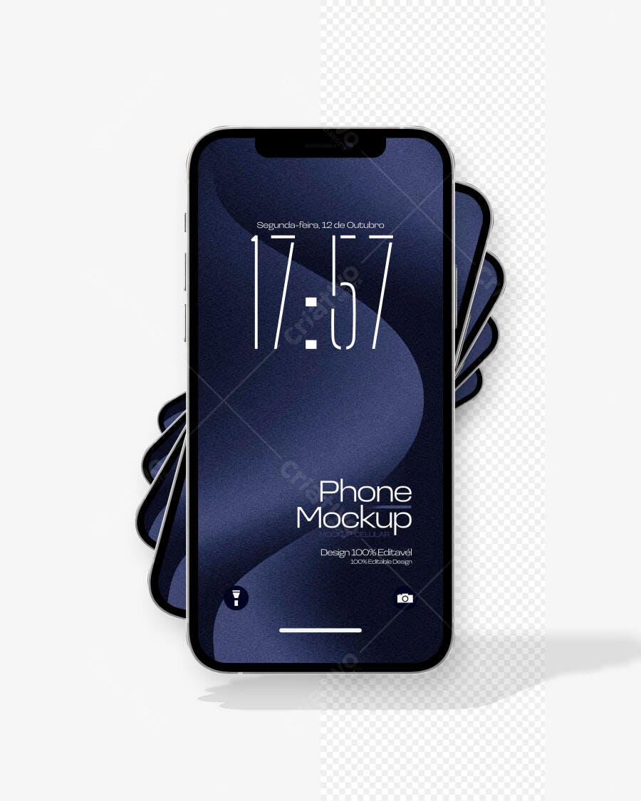 Mockup Celular Smartphone Moderno Fundo Branco Editável