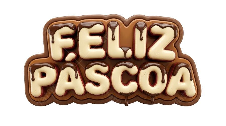 Selo 3D Feliz Páscoa Chocolate Derretido PNG Transparente