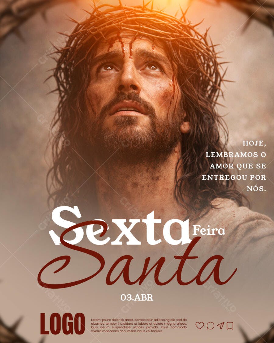 Post Instagram Sexta-feira Santa Páscoa PSD Editável