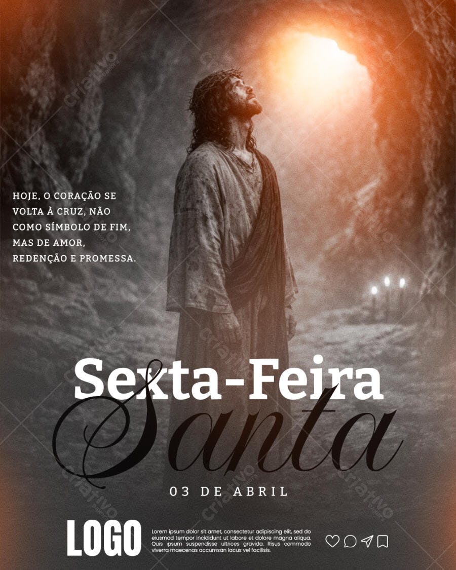 Post Instagram Sexta-Feira Santa Páscoa PSD Editável