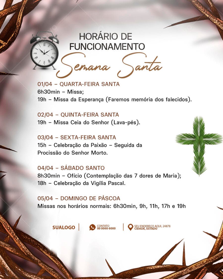 Post Semana Santa Páscoa Igreja PSD Editável