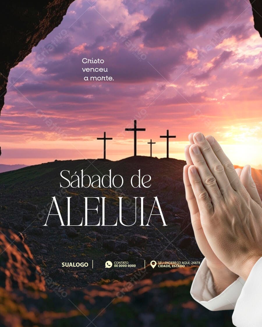 Post Sábado de Aleluia Páscoa Igreja PSD Editável