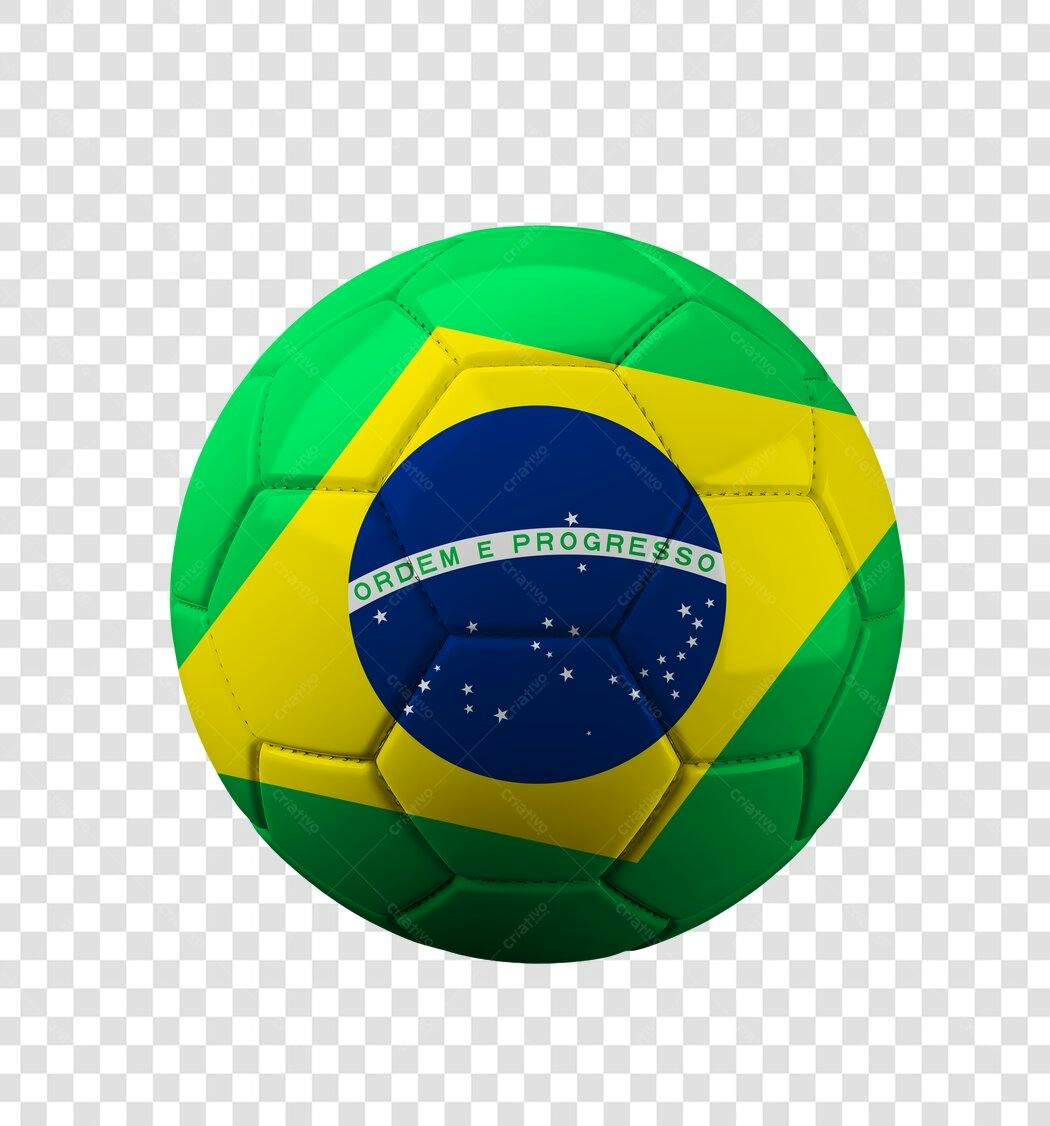 Bola Futebol Bandeira Brasil PNG Fundo Transparente