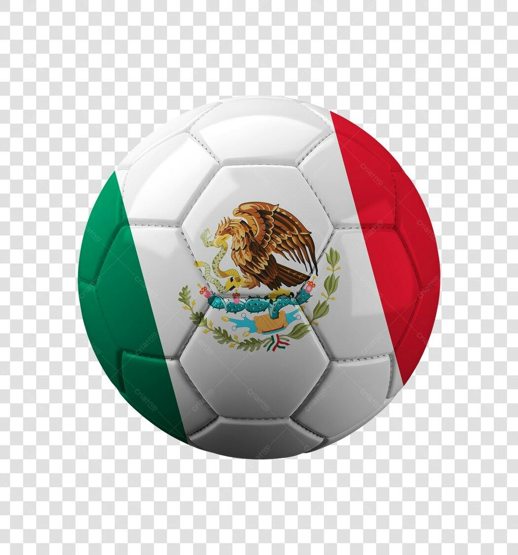 Bola de Futebol México Elemento 3D PNG Fundo Transparente