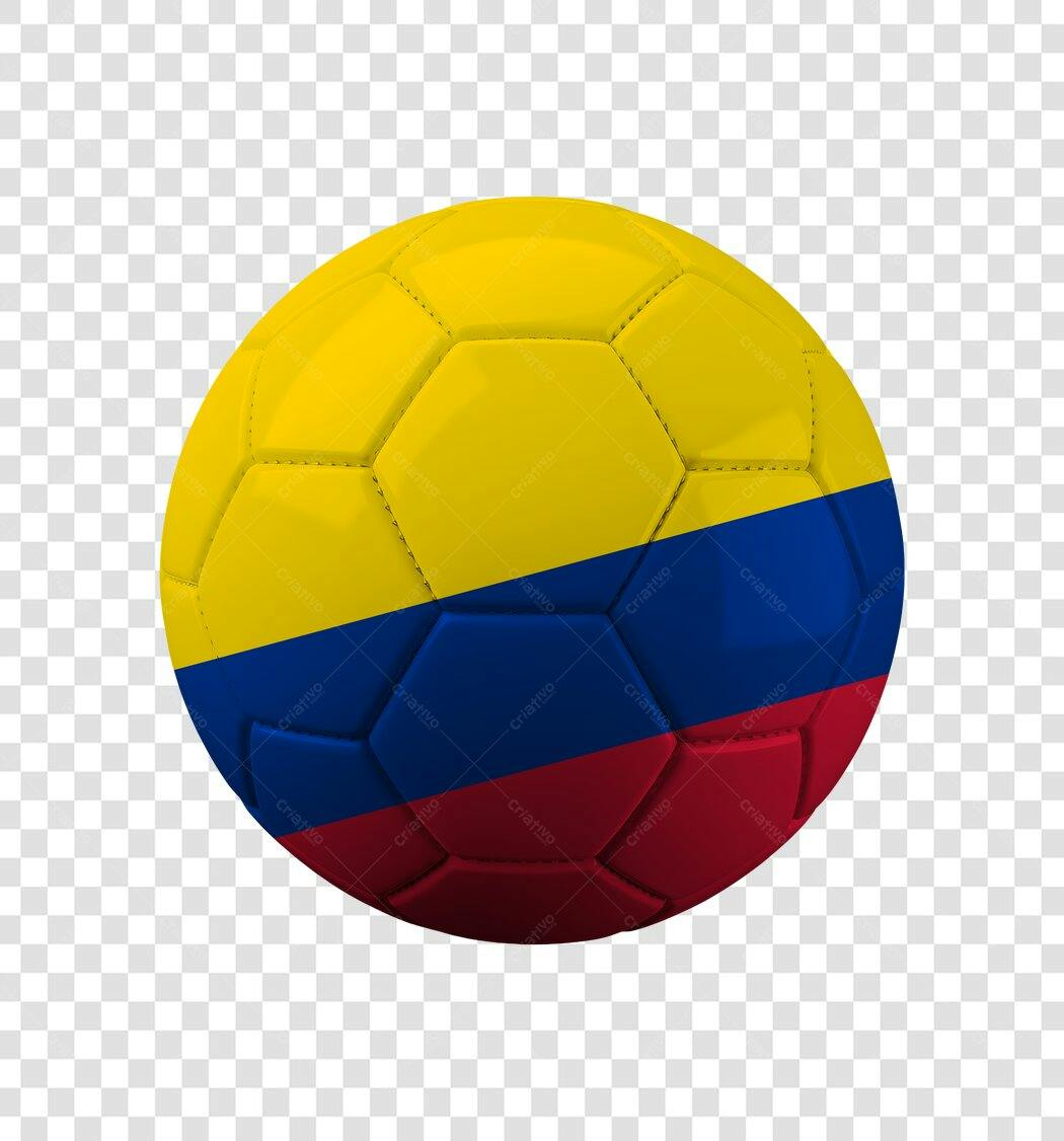 Elemento 3D Bola de Futebol Bandeira Colômbia PNG Fundo Transparente