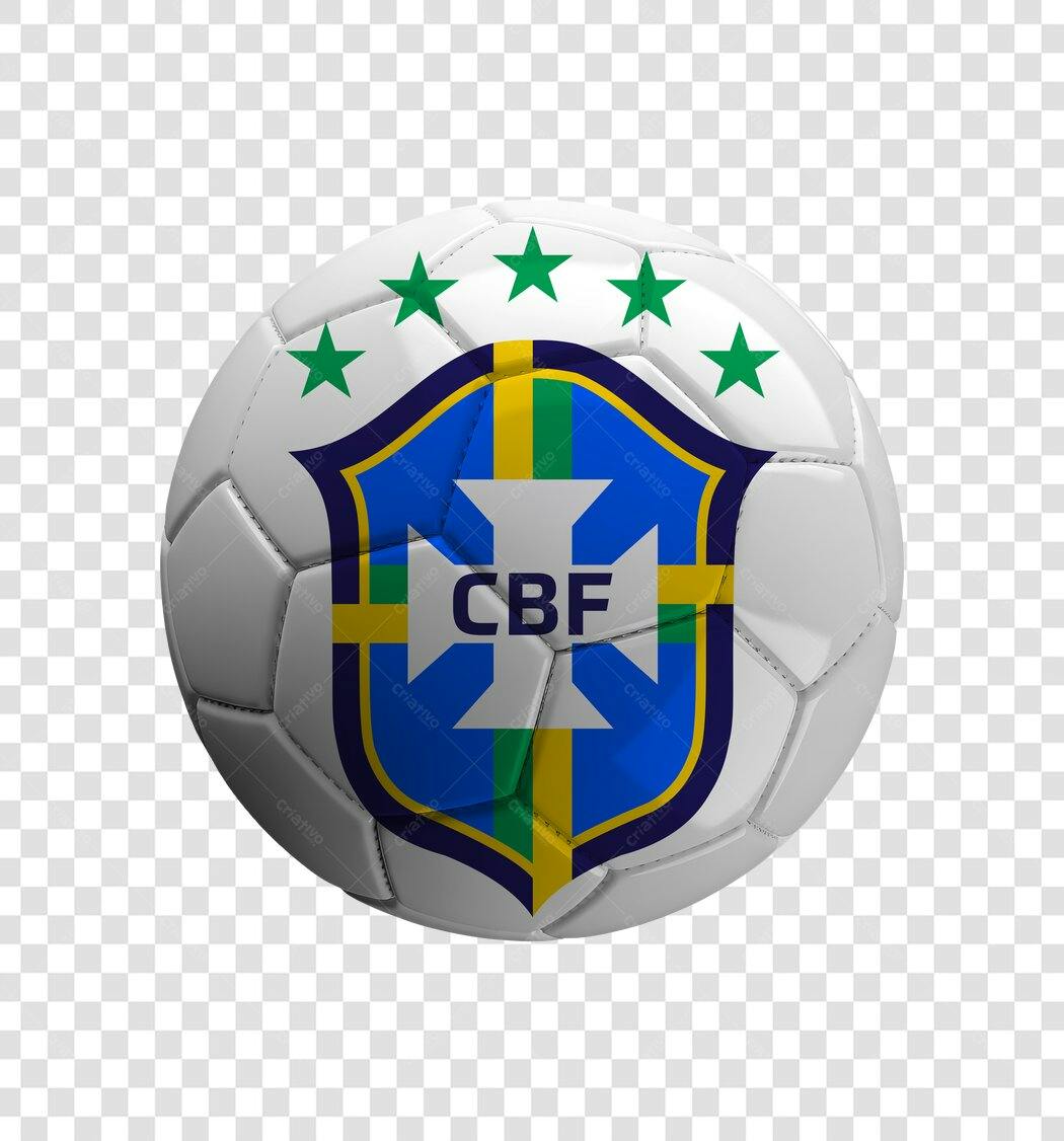 Elemento 3D Bola de Futebol CBF Brasil PNG Fundo Transparente