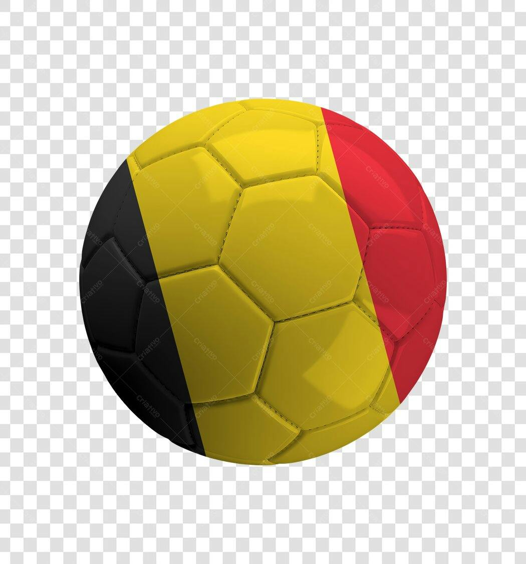 Elemento 3D Bola Futebol Bandeira Bélgica PNG Fundo Transparente
