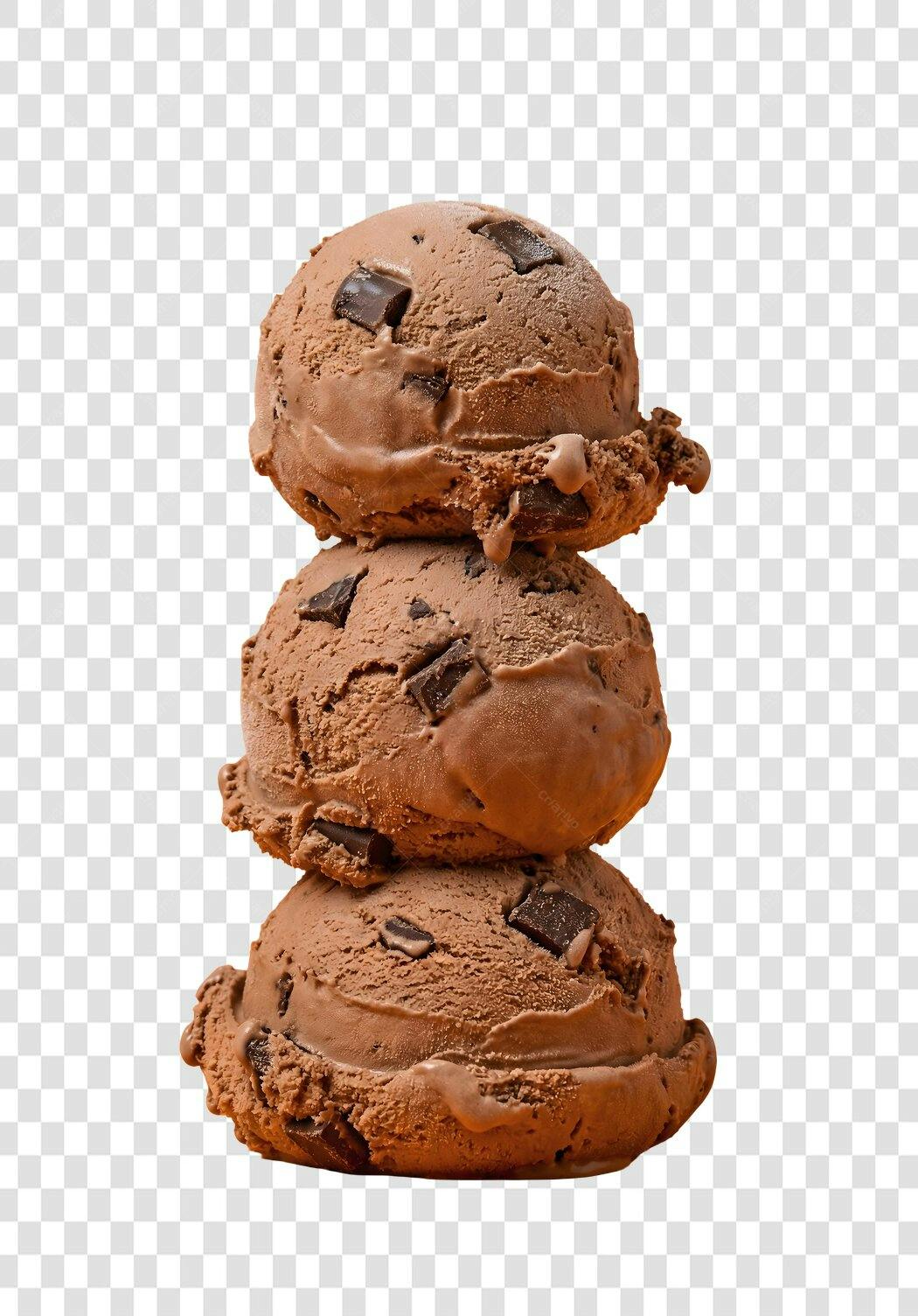 Foto Recortada Sorvete Chocolate com Gotas PNG Fundo Transparente