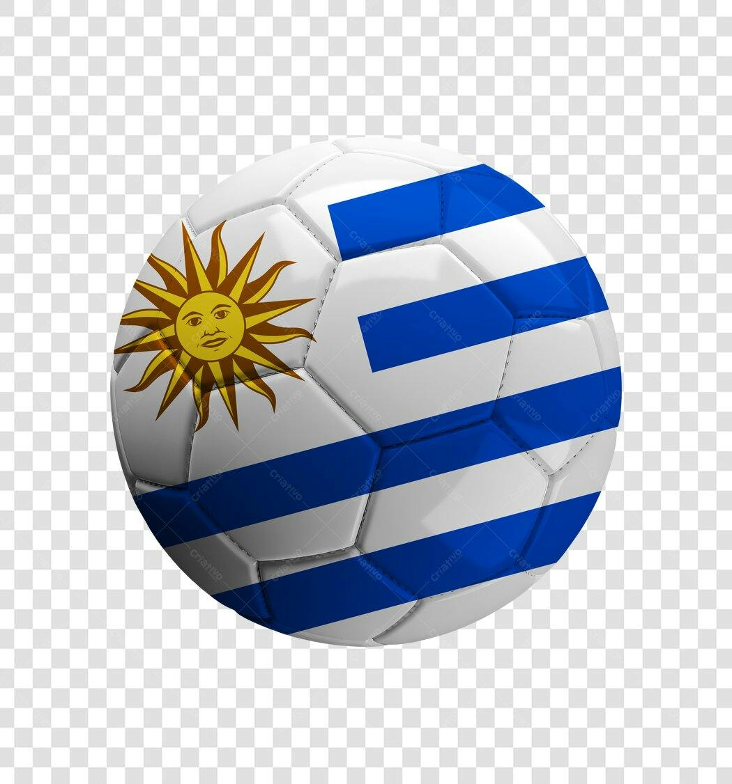 Bola de Futebol Bandeira Uruguai PNG Fundo Transparente