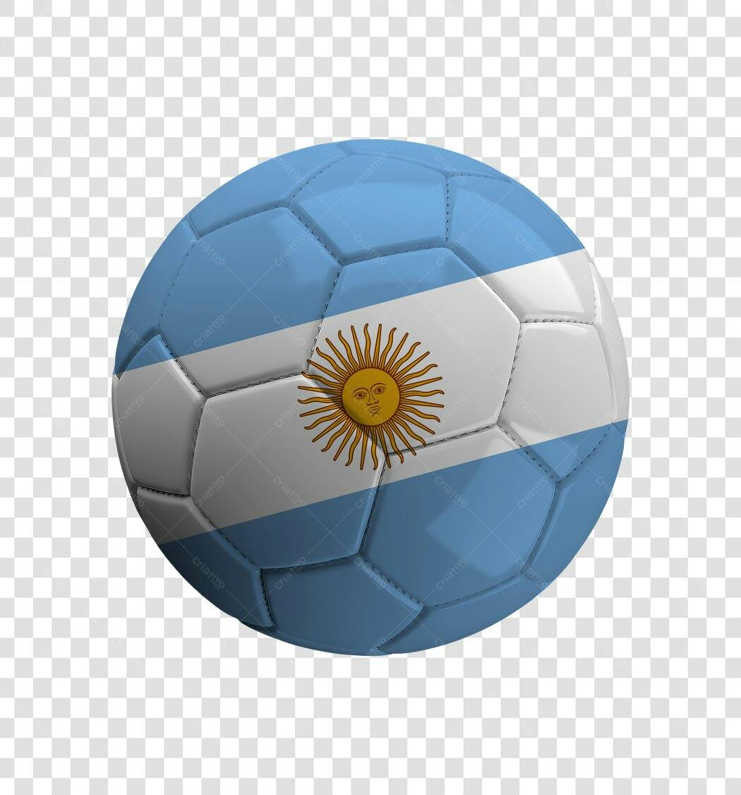 Elemento 3D Bola Futebol Argentina PNG Fundo Transparente