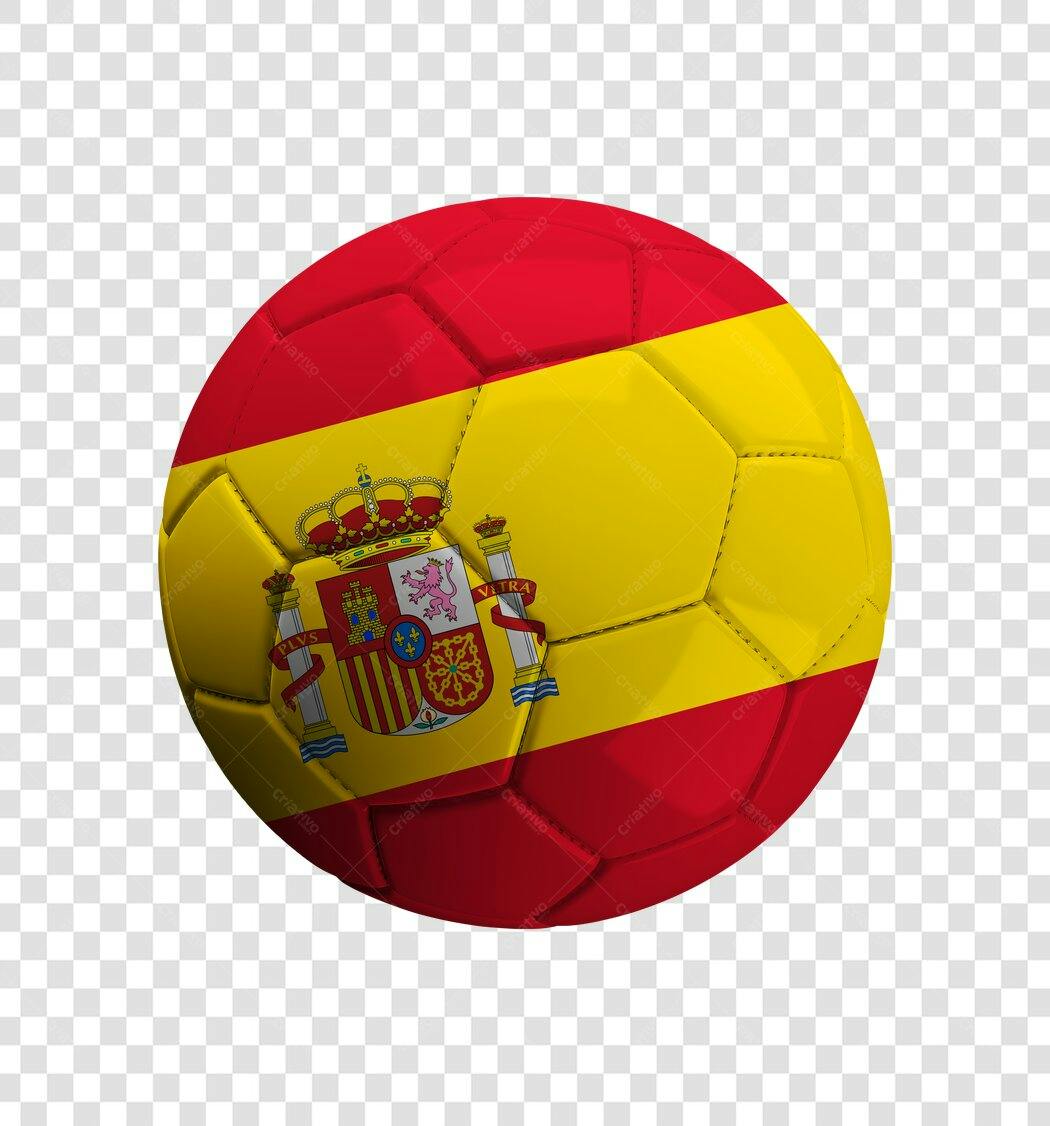 Elemento 3D Bola Futebol Bandeira Espanha PNG Fundo Transparente