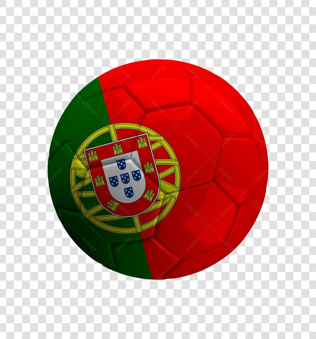 Bola Futebol Bandeira Portugal PNG Fundo Transparente