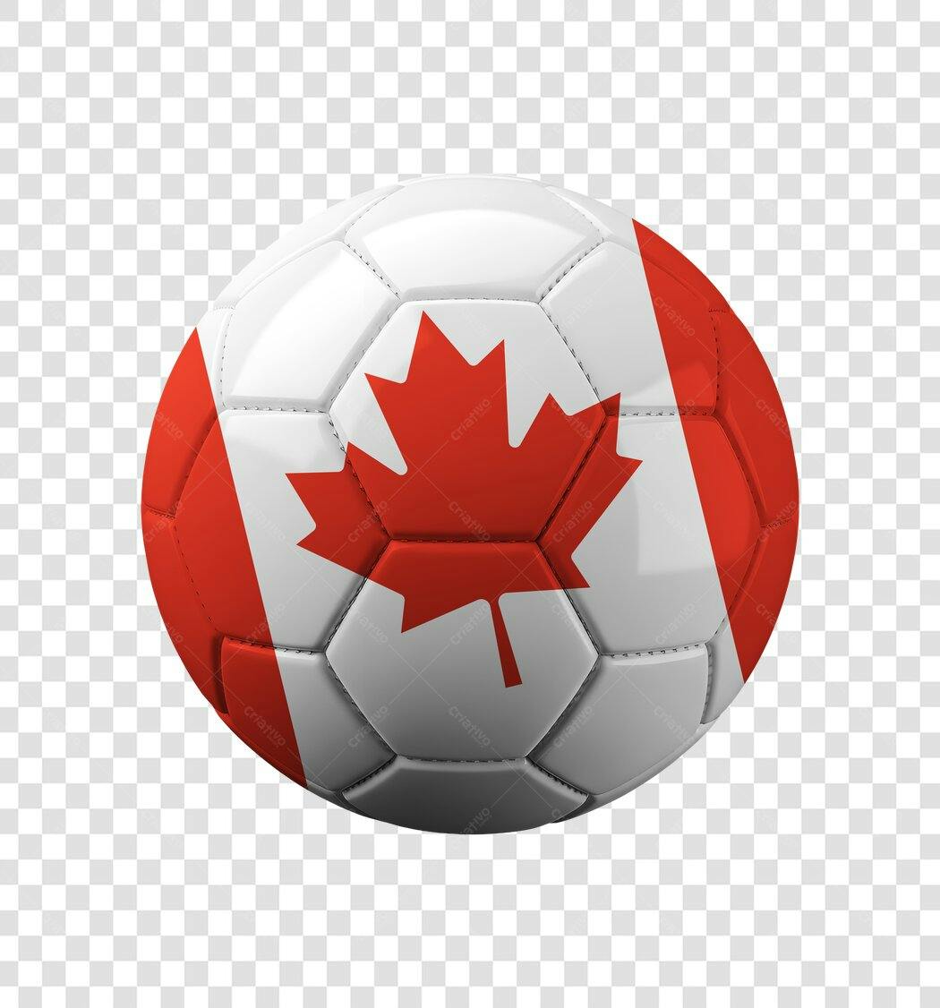 Elemento 3D Bola Futebol Bandeira Canadá PNG Fundo Transparente