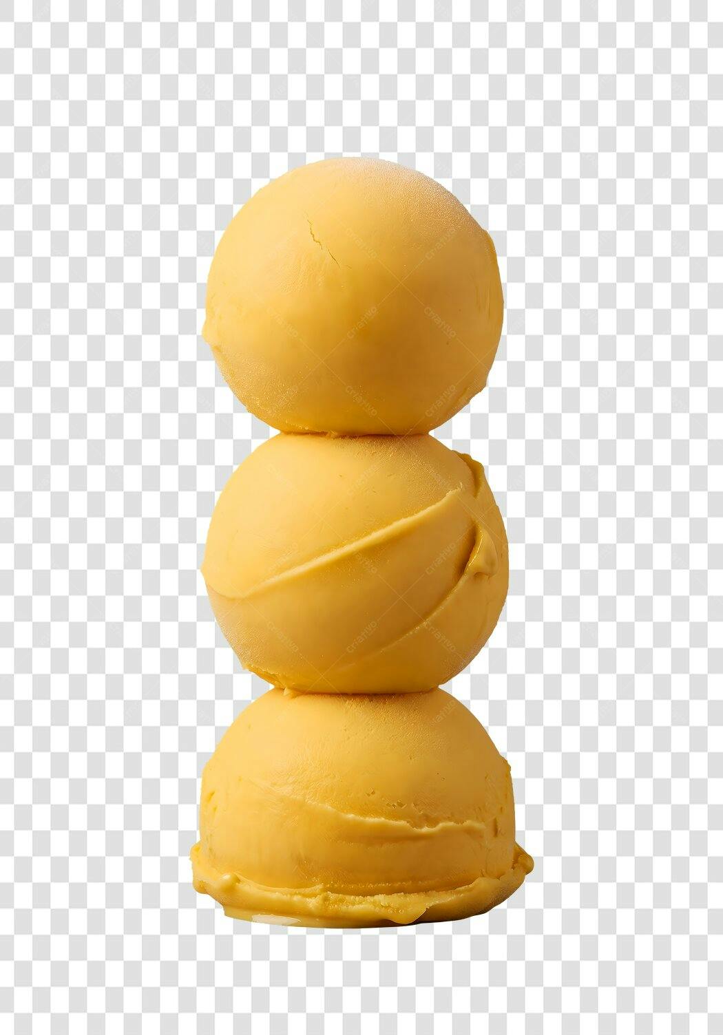 Foto Recortada Bolas Sorvete Amarelo Empilhadas PNG Fundo Transparente