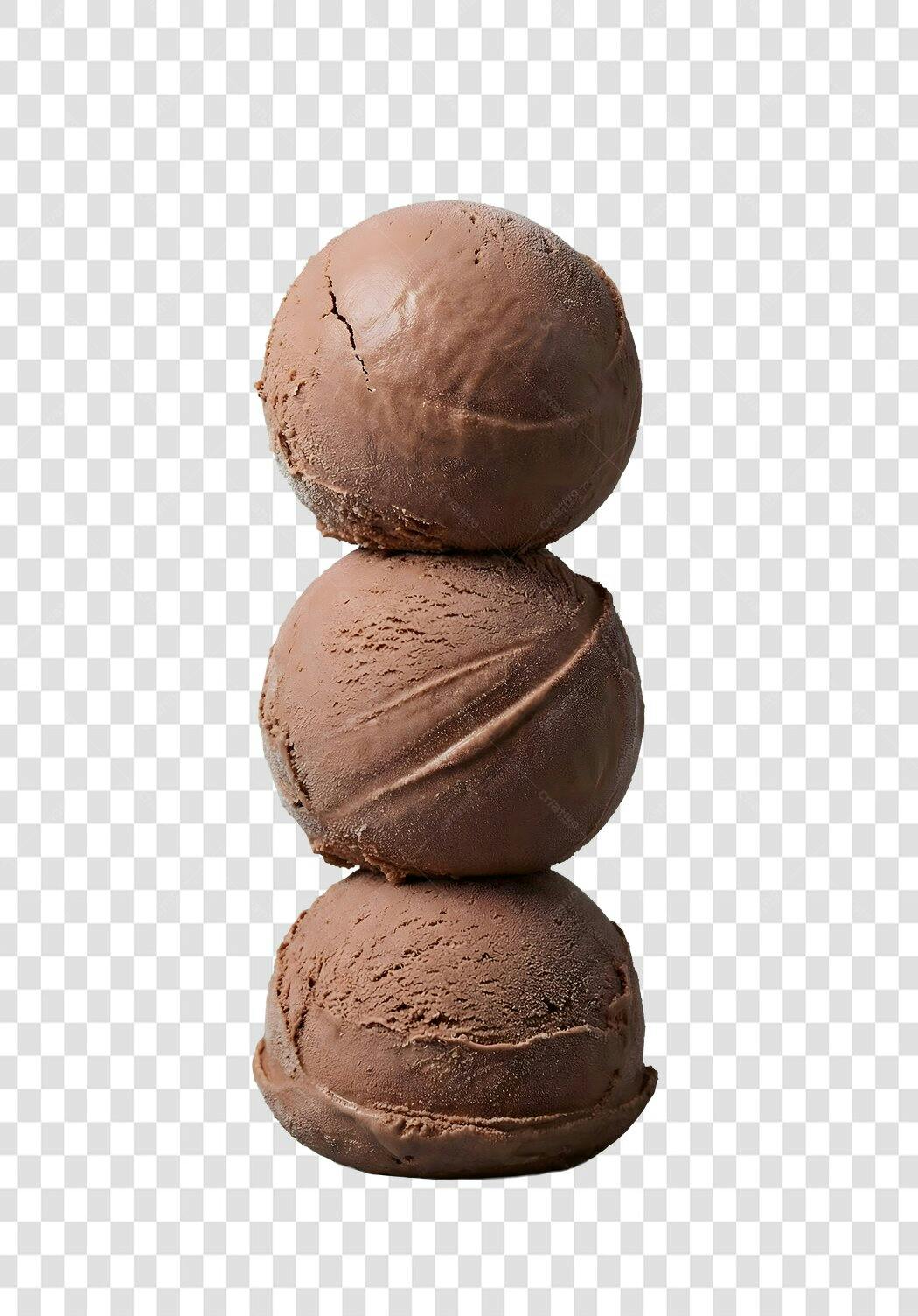 Foto Recortada Sorvete Chocolate Bolas Empilhadas PNG Fundo Transparente