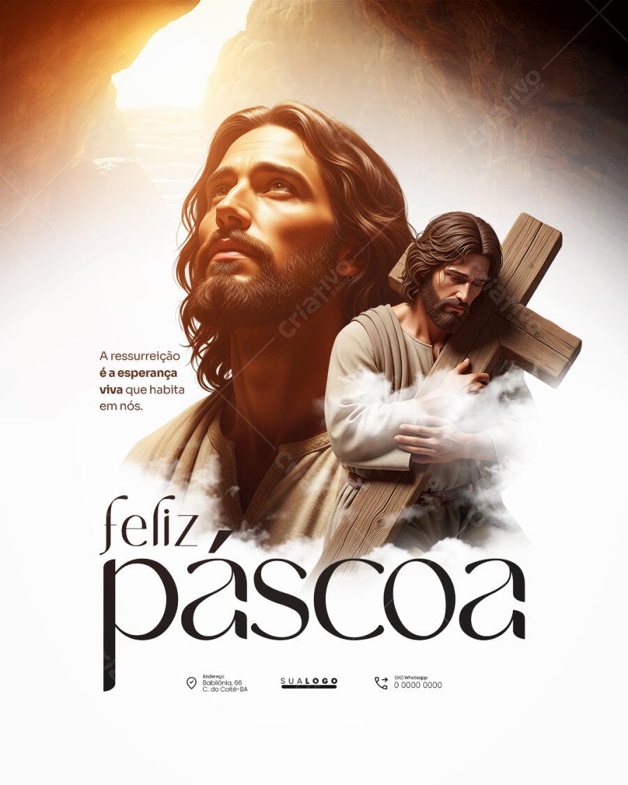 Flyer Feliz Páscoa Igreja PSD Editável