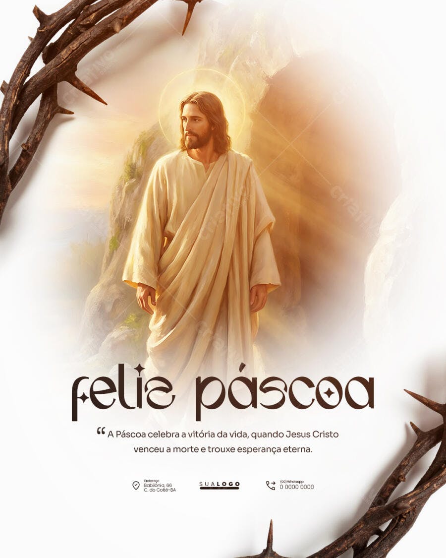 Feliz Páscoa Igreja PSD Editável