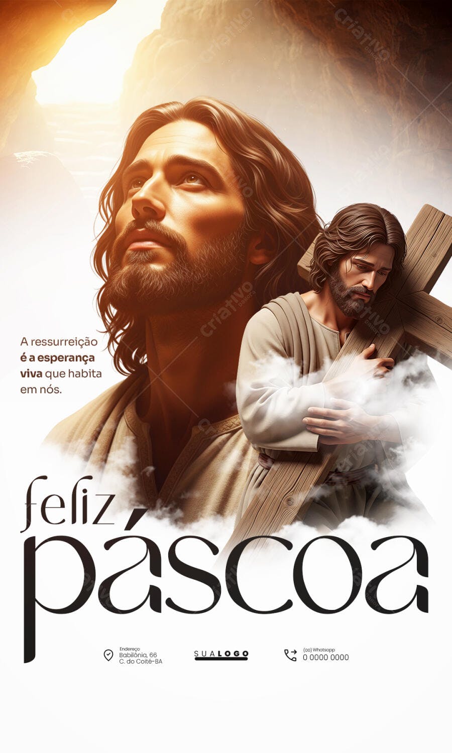 Cartaz Páscoa Jesus Cristo Igreja PSD Editável