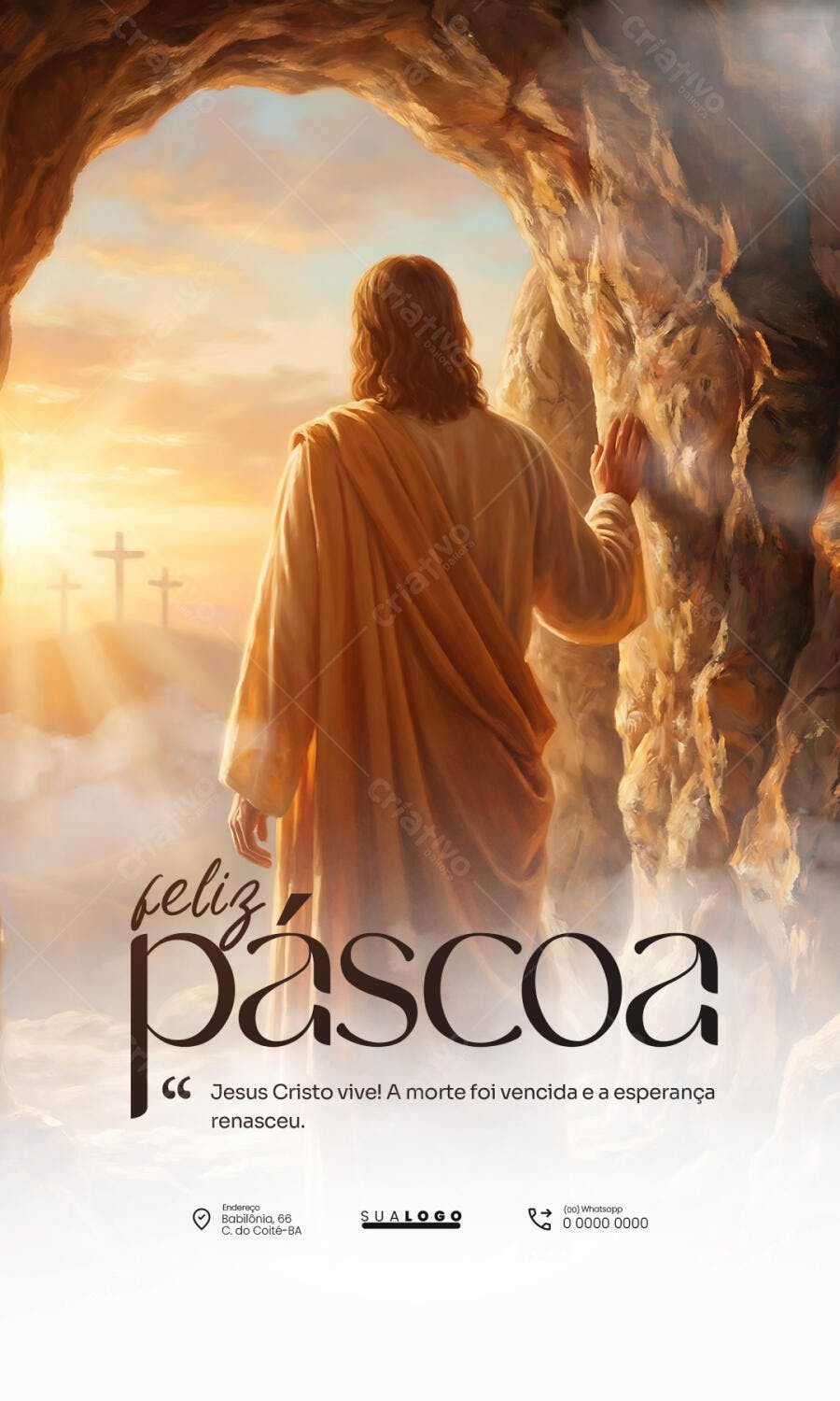 Cartaz Feliz Páscoa Igreja PSD Editável